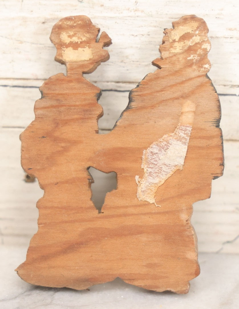 Lot 072 - Pair Of Vintage Folk Art Scroll Cut Wood Hand Painted Figurines Of Popeye, Olive Oyl, As Found