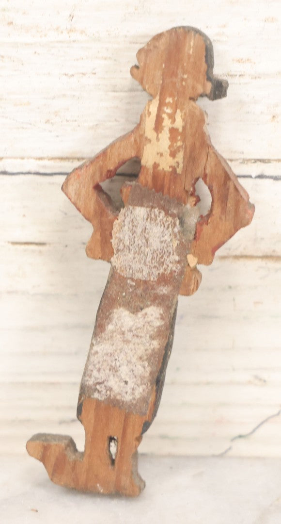 Lot 072 - Pair Of Vintage Folk Art Scroll Cut Wood Hand Painted Figurines Of Popeye, Olive Oyl, As Found