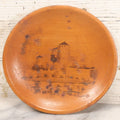 Lot 080 - Vintage Wood Burner Pyrography Folk Art Tray Depicting Olavinlinna Castle, Savonlinna, Finland, Given As Gift, 1974, 5-7/8" Diameter
