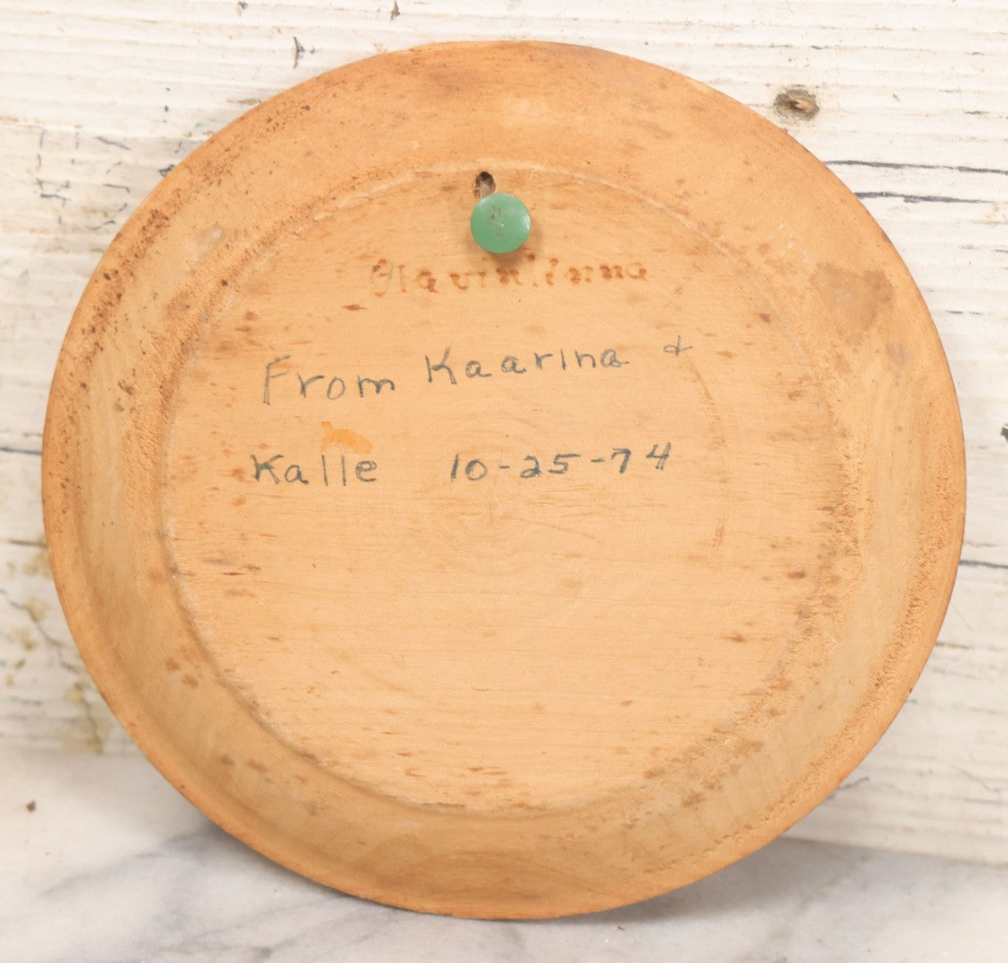 Lot 080 - Vintage Wood Burner Pyrography Folk Art Tray Depicting Olavinlinna Castle, Savonlinna, Finland, Given As Gift, 1974