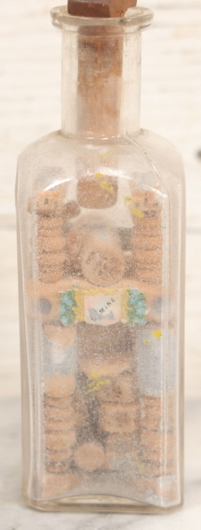 Lot 081 - Vintage Folk Art Whimsy Wood Structure In Bottle, Note Poor Condition