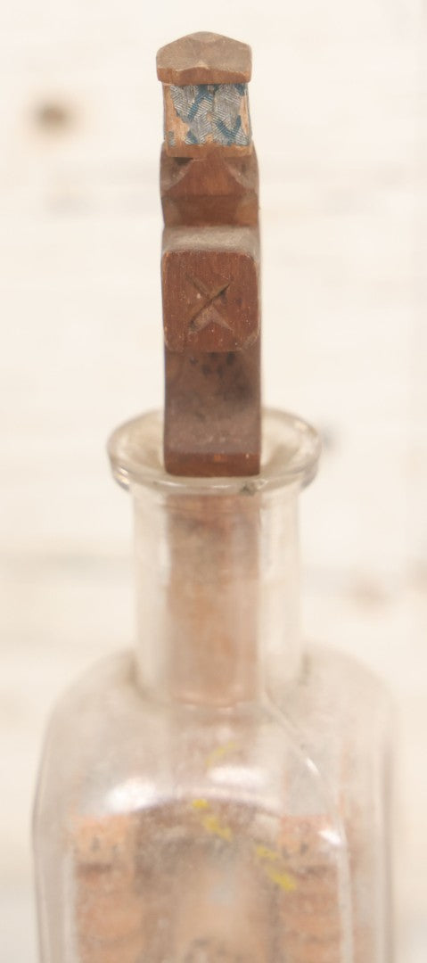 Lot 081 - Vintage Folk Art Whimsy Wood Structure In Bottle, Note Poor Condition