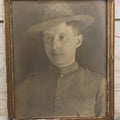 Lot 085 - Antique Photo In Frame Of World War One Era Soldier, Verso Marked "Adios, November 25, 1942," 9" x 11"