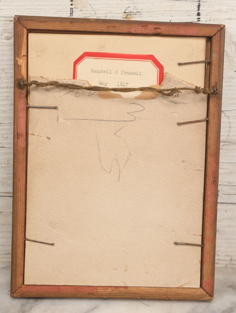 Lot 086 - Antique Photo In Frame Of World War One Era Soldier, Identified On Verso As Wendell D. Crowell, As Photographed May 1917