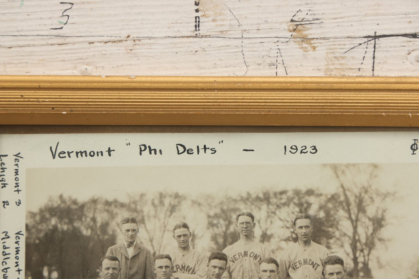 Lot 088 - Antique Framed Team Photo Of The Vermont "Phi Delts" (Fraternity) Baseball Team, 1923, Fully Identified