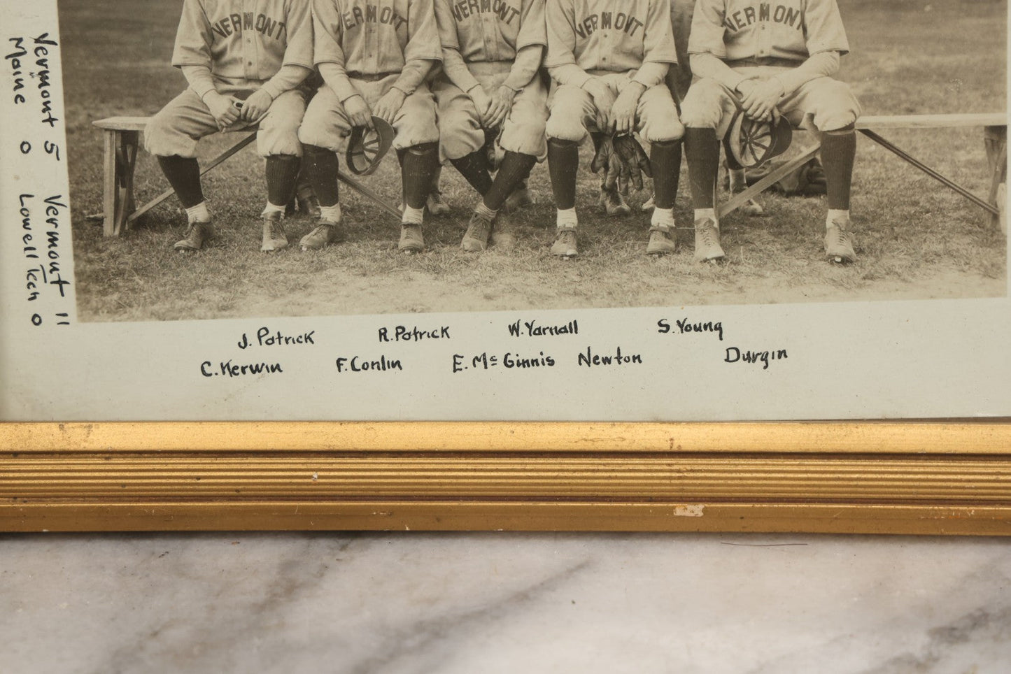 Lot 088 - Antique Framed Team Photo Of The Vermont "Phi Delts" (Fraternity) Baseball Team, 1923, Fully Identified