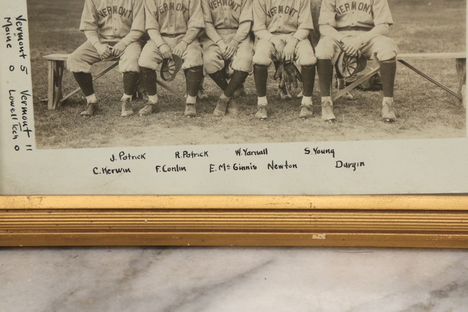 Lot 088 - Antique Framed Team Photo Of The Vermont "Phi Delts" (Fraternity) Baseball Team, 1923, Fully Identified