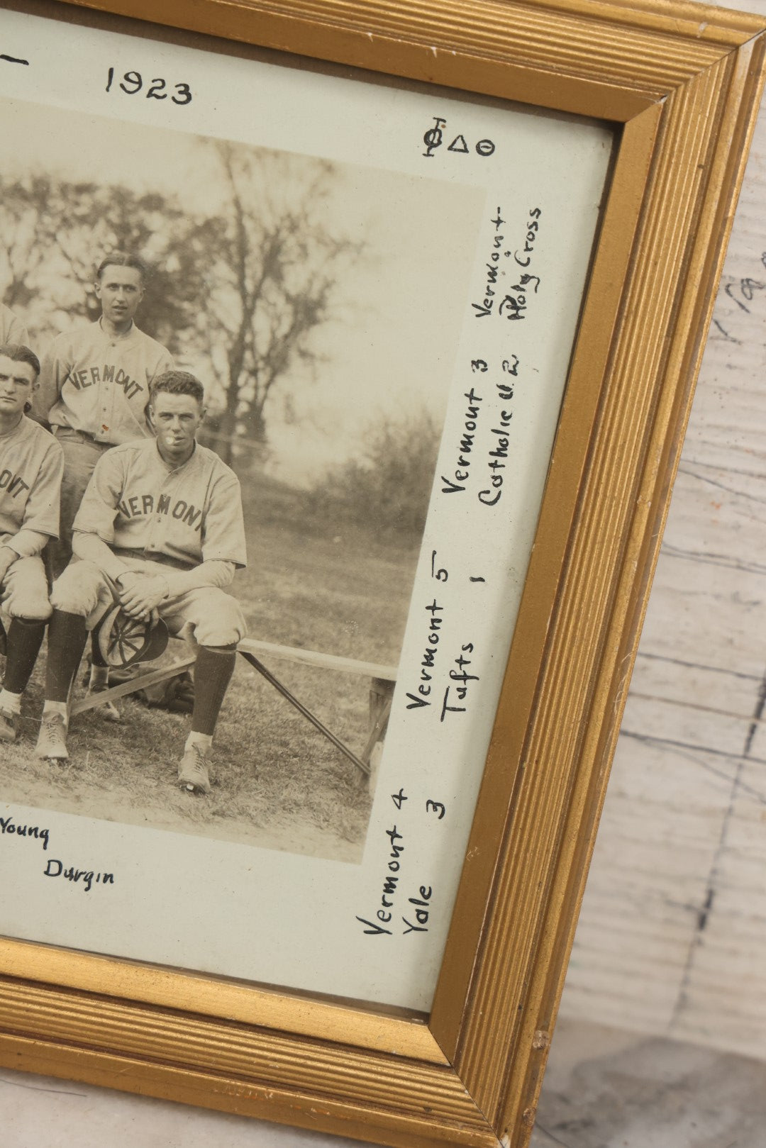 Lot 088 - Antique Framed Team Photo Of The Vermont "Phi Delts" (Fraternity) Baseball Team, 1923, Fully Identified