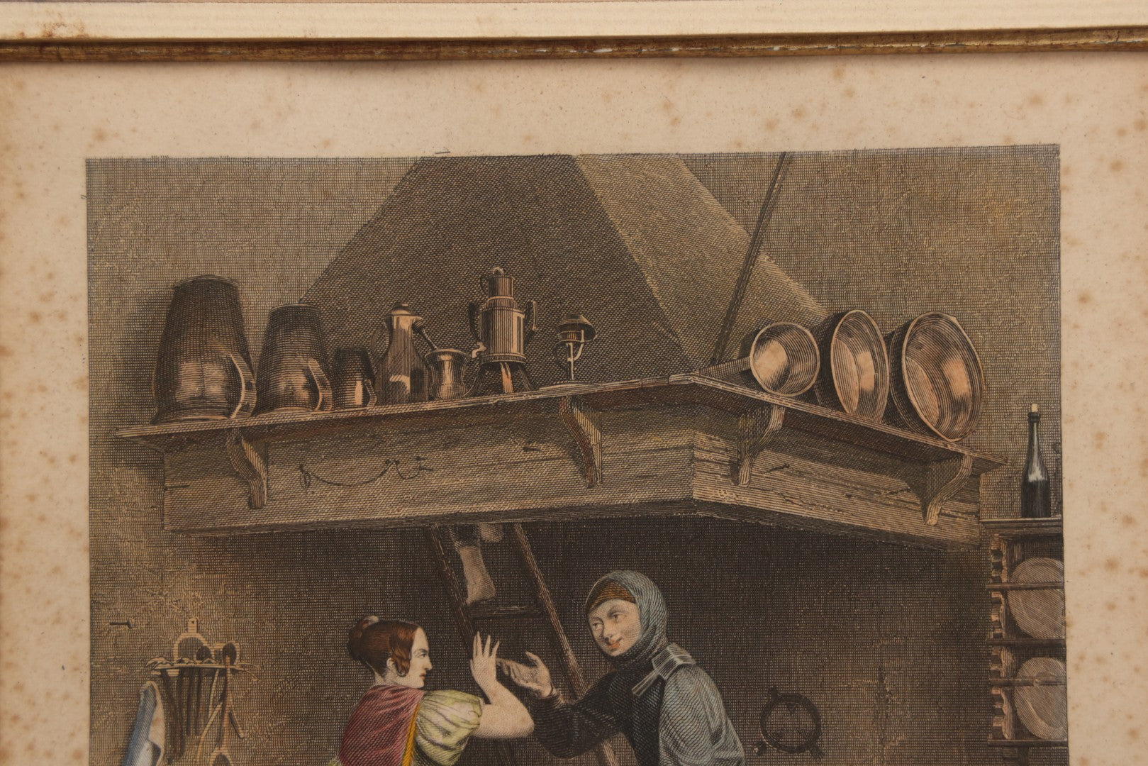 Lot 094 - Antique Hand Colored Engraving Of A German Chimney Sweep At Work, In Frame, No Glass