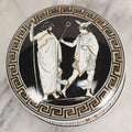 Lot 104 - Vintage Greek Kutahya Pottery Lidded Box With Ancient Figures And Greek Key Border, Handmade In Greece, 6" Diameter