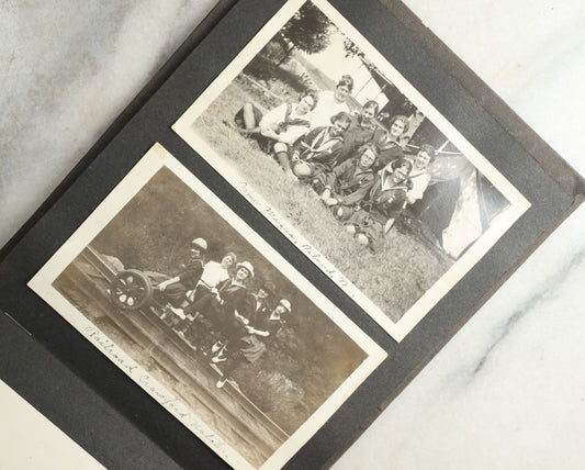 Lot 115 - Antique Snapshot Photo Album With Leather Containing Approximately 75 Photographs With Captions, Mostly Around New Hampshire, White Mountains, Whitehouse Beach, Photos Of People In Early Swimwear, Camping, Lighthouse, And More, Circa 1925