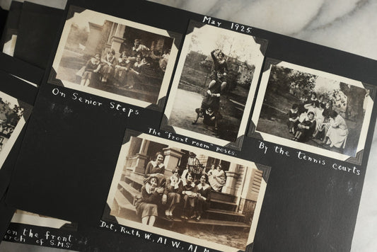 Lot 117 - Antique Snapshot Photo Album, Containing Approximately 150 Photographs With Captions, Including High School Seniors, Camping Trips, Flappers, People In Swimwear, Canoeing, And More, Circa 1925