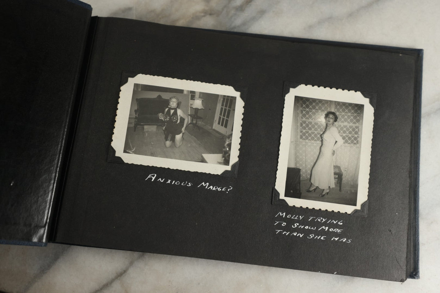 Lot 120 - Vintage Snapshot Photo Album, Containing Approximately 35 Photographs With Captions Of A Sultry, Sexy, Debaucherous Party Or Gathering, Including Ladies Posing Suggestively, Circa 1930