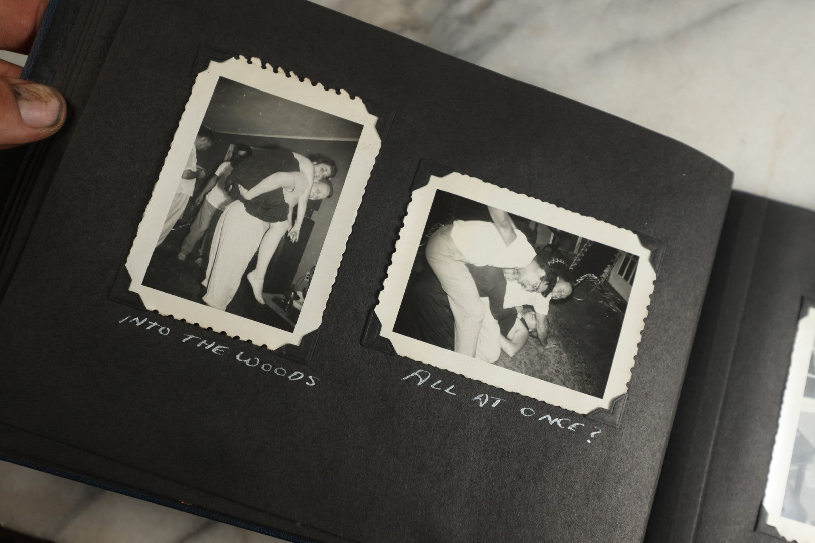 Lot 120 - Vintage Snapshot Photo Album, Containing Approximately 35 Photographs With Captions Of A Sultry, Sexy, Debaucherous Party Or Gathering, Including Ladies Posing Suggestively, Circa 1930