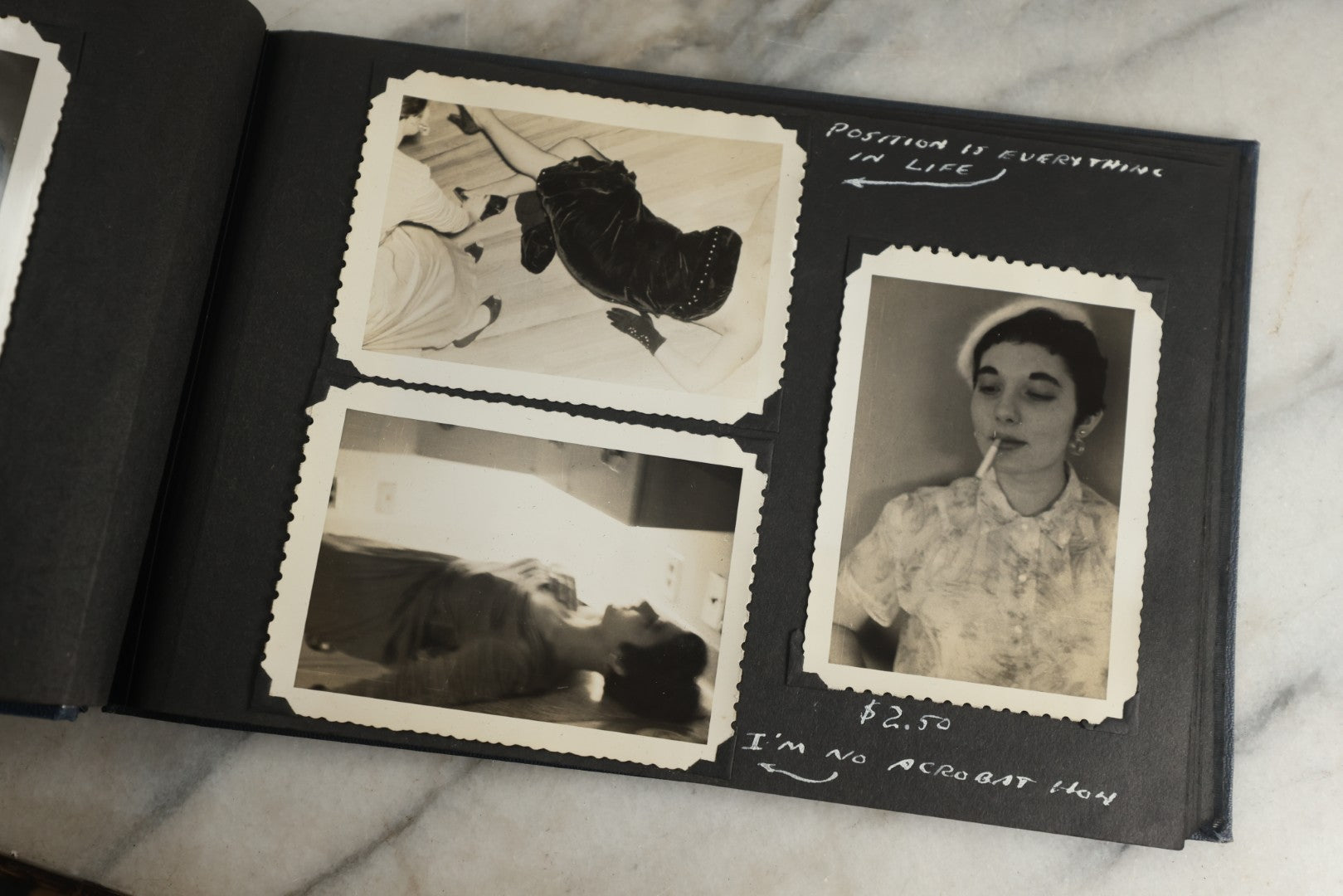 Lot 120 - Vintage Snapshot Photo Album, Containing Approximately 35 Photographs With Captions Of A Sultry, Sexy, Debaucherous Party Or Gathering, Including Ladies Posing Suggestively, Circa 1930