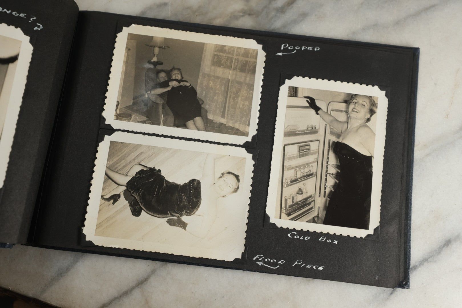 Lot 120 - Vintage Snapshot Photo Album, Containing Approximately 35 Photographs With Captions Of A Sultry, Sexy, Debaucherous Party Or Gathering, Including Ladies Posing Suggestively, Circa 1930