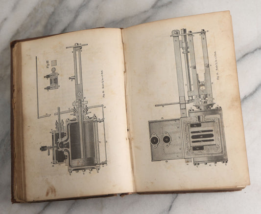 Lot 177 - "Catechism Of The Locomotive" Antique Railroad Engineering Book By Matthias Nace Forney, Brown Cloth Boards With Gilt Spine Titles, Note Significant Wear To Spine And Edges, Title Page Missing, Circa Late 19th Century