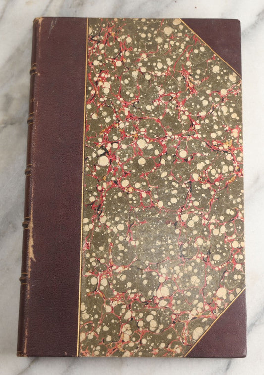 Lot 182 - "Ten Lectures On Orthodoxy And Heresy In The Christian Church" Antique Religious Book By Edward H. Hall, Privately Printed By Charles Hamilton, Palladium Office, Worcester, 1874, In Fine Period Half Leather Binding With Marbled Boards