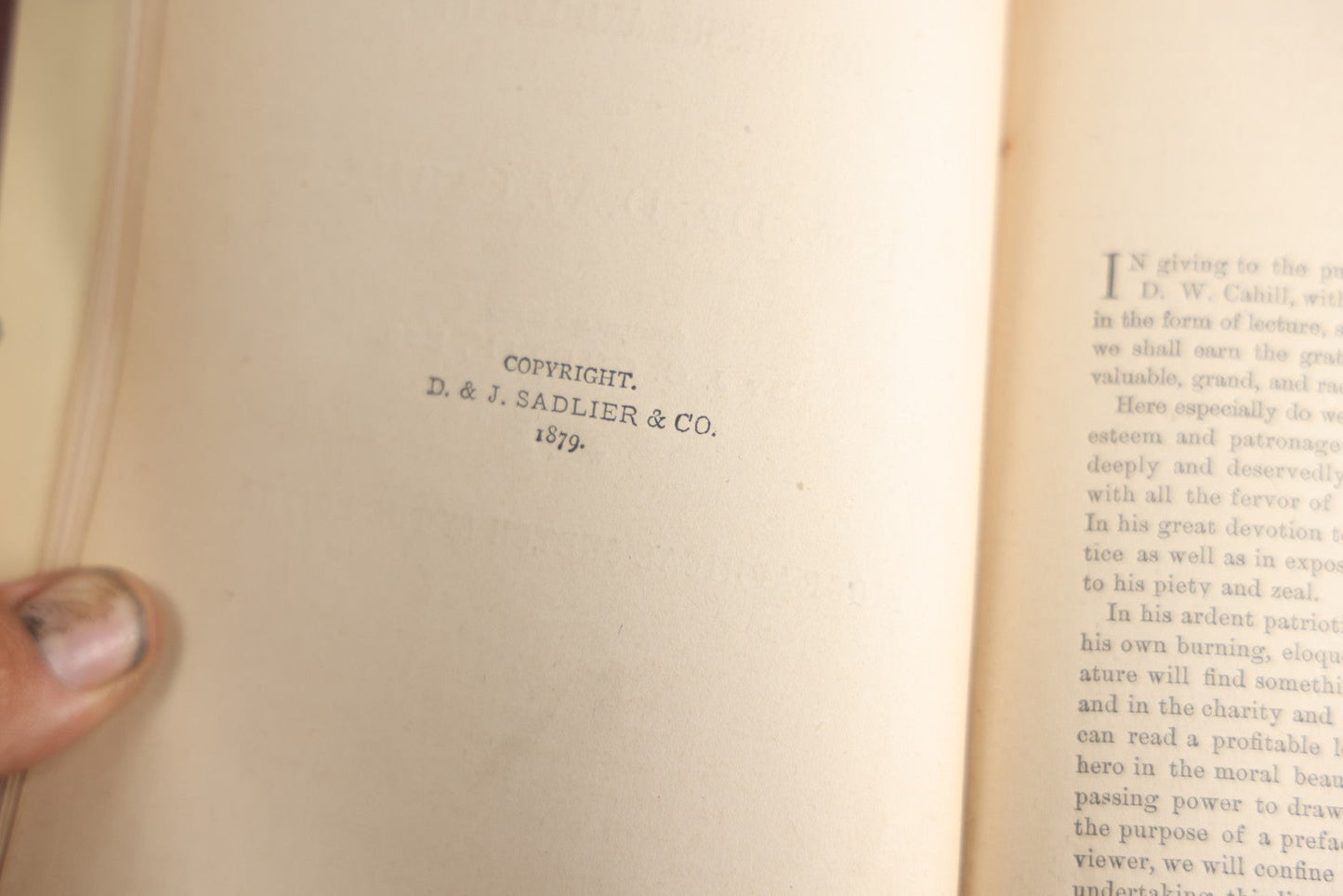 Lot 183 - "The Lectures, Sermons, Addresses And Letters Of Rev. Dr. D. W. Cahill" Antique Religious Book, Compiled And Edited By J. C. Curtin With A Biographical Sketch By The Editor, Published By D. & J. Sadlier & Co., New York And Montreal, 1879
