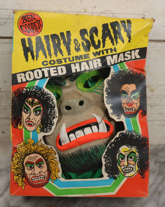 Lot 196 - Vintage Ben Cooper Hairy & Scary Halloween Costume In Box, Werewolf, With Partial Mask, Plastic Costume, Ben Cooper Inc., Brooklyn, New York, 1978, Note Mask Badly Damaged