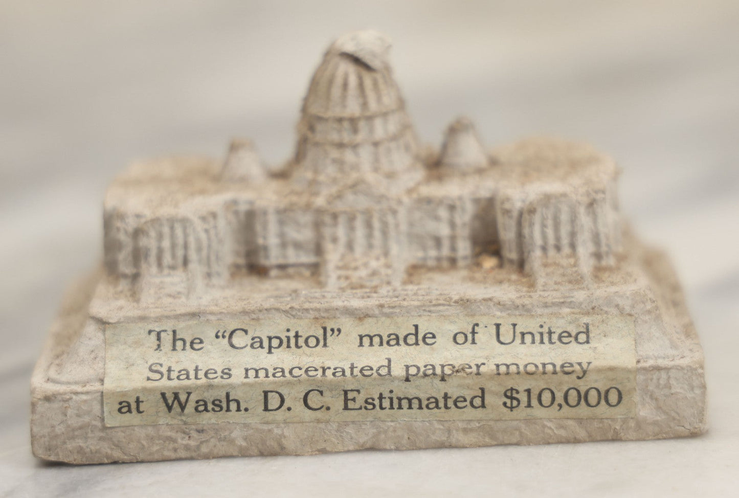 Lot 201 - Vintage United States Capitol Building Made O Macerated Paper Currency, Estimated Value Of Money Used $10,000