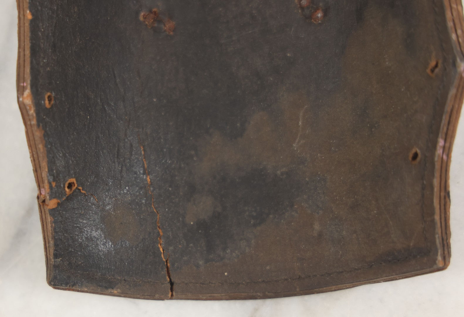 Lot 202 - Vintage Leather Fire Department Helmet Shield Badge, Engine No. 2, H.F.D.