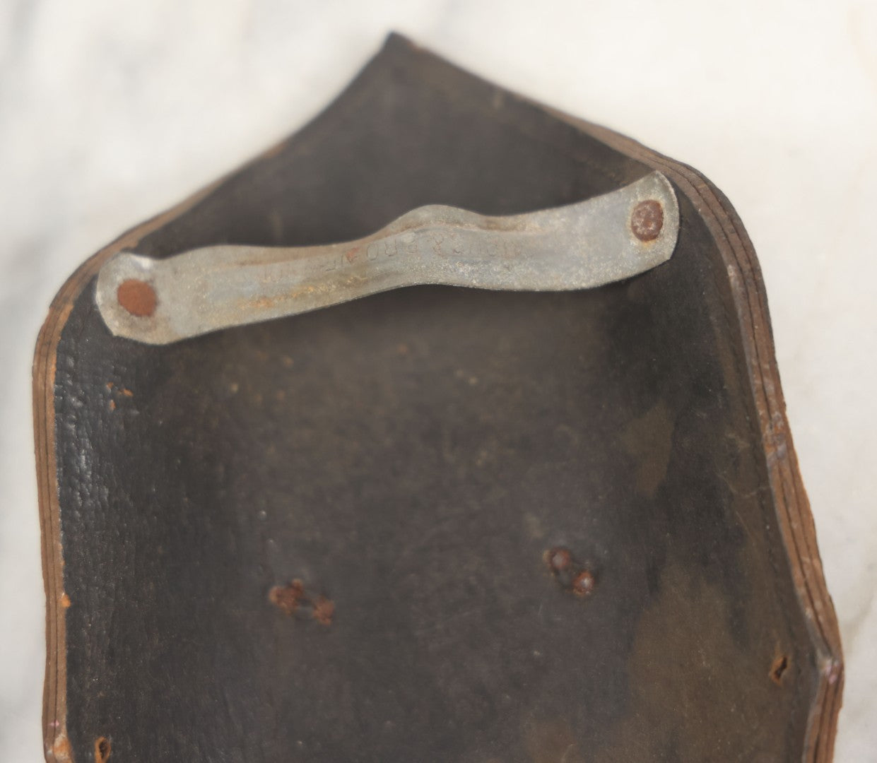 Lot 202 - Vintage Leather Fire Department Helmet Shield Badge, Engine No. 2, H.F.D.