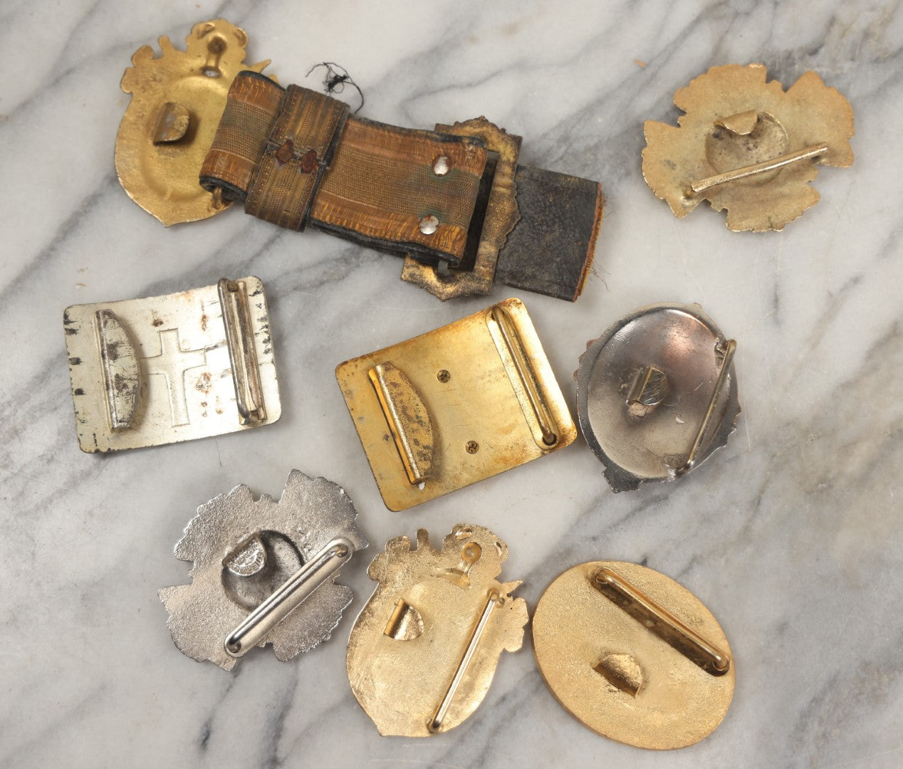 Lot 203 - Grouping Of Eleven Vintage And Antique Knights Templar Masonic Fraternal Metal Belt Buckles