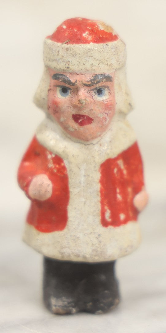 Lot 206 - Antique German Paper Pulp Papier Mache Christmas Santa Mrs. Claus Figurine