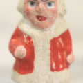 Lot 206 - Antique German Paper Pulp Papier Mache Christmas Santa Mrs. Claus Figurine, 2-1/2" H