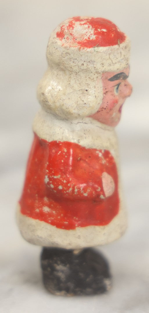 Lot 206 - Antique German Paper Pulp Papier Mache Christmas Santa Mrs. Claus Figurine