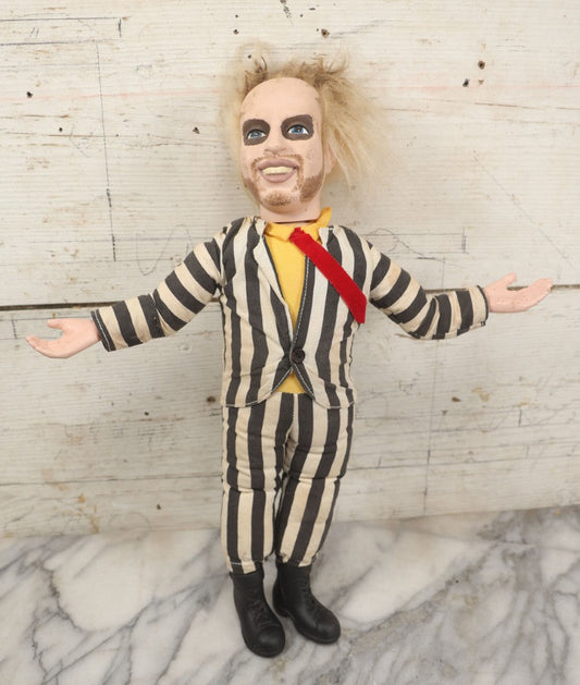 Lot 207 - Vintage Beetlejuice Plush Doll Pull Toy With Pull String, Spinning Head, Says "It's Showtime" Catchphrase," Copyright 1989, Warner Bros., Inc., Note Hair Madly Matted