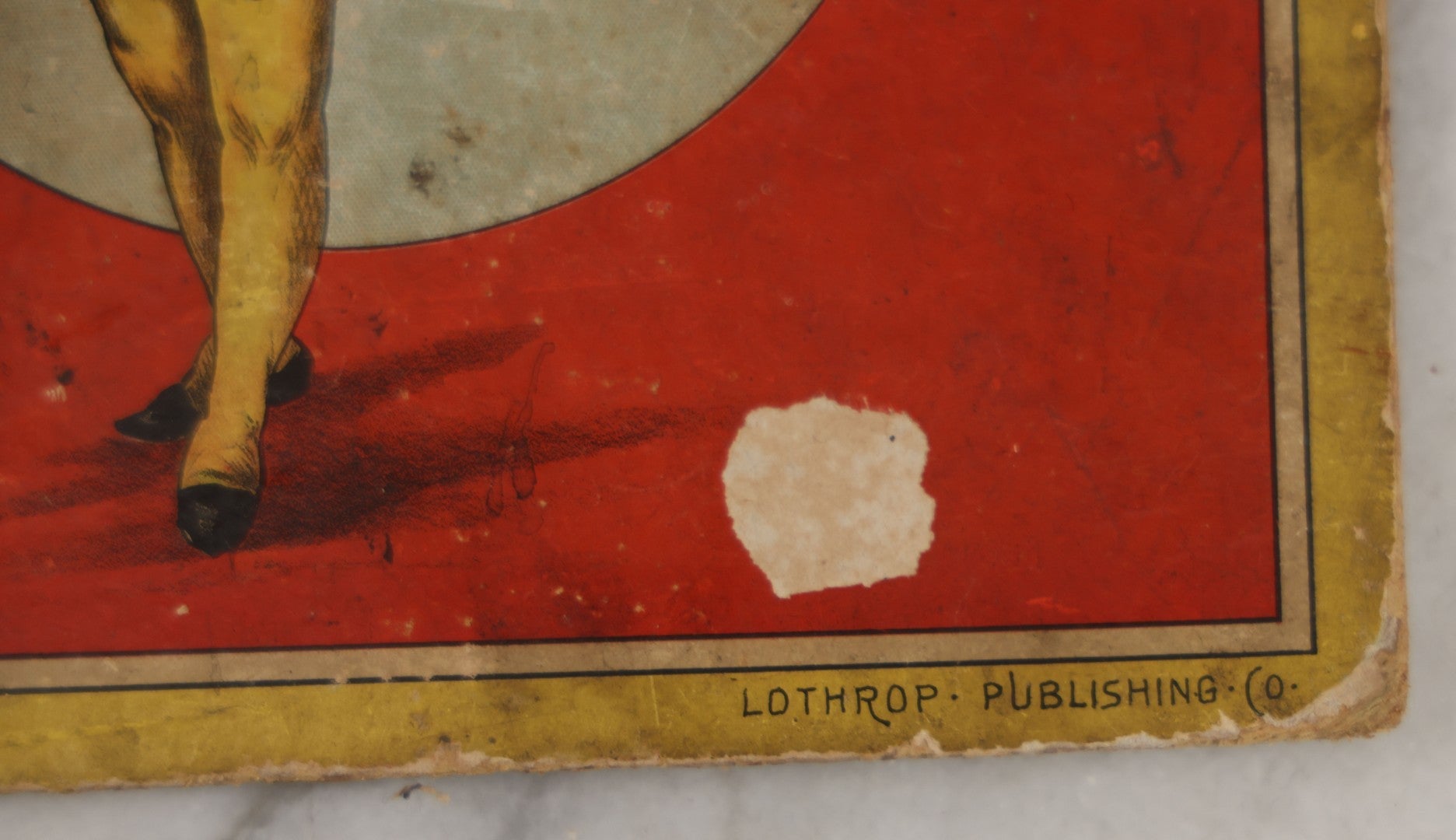 Lot 209 - Antique Children's Book Cover With Child Jester Clown, "Pleasant Surprises," Lothrop Publishing Co., Note No Contents, Book Cover Only, As Found