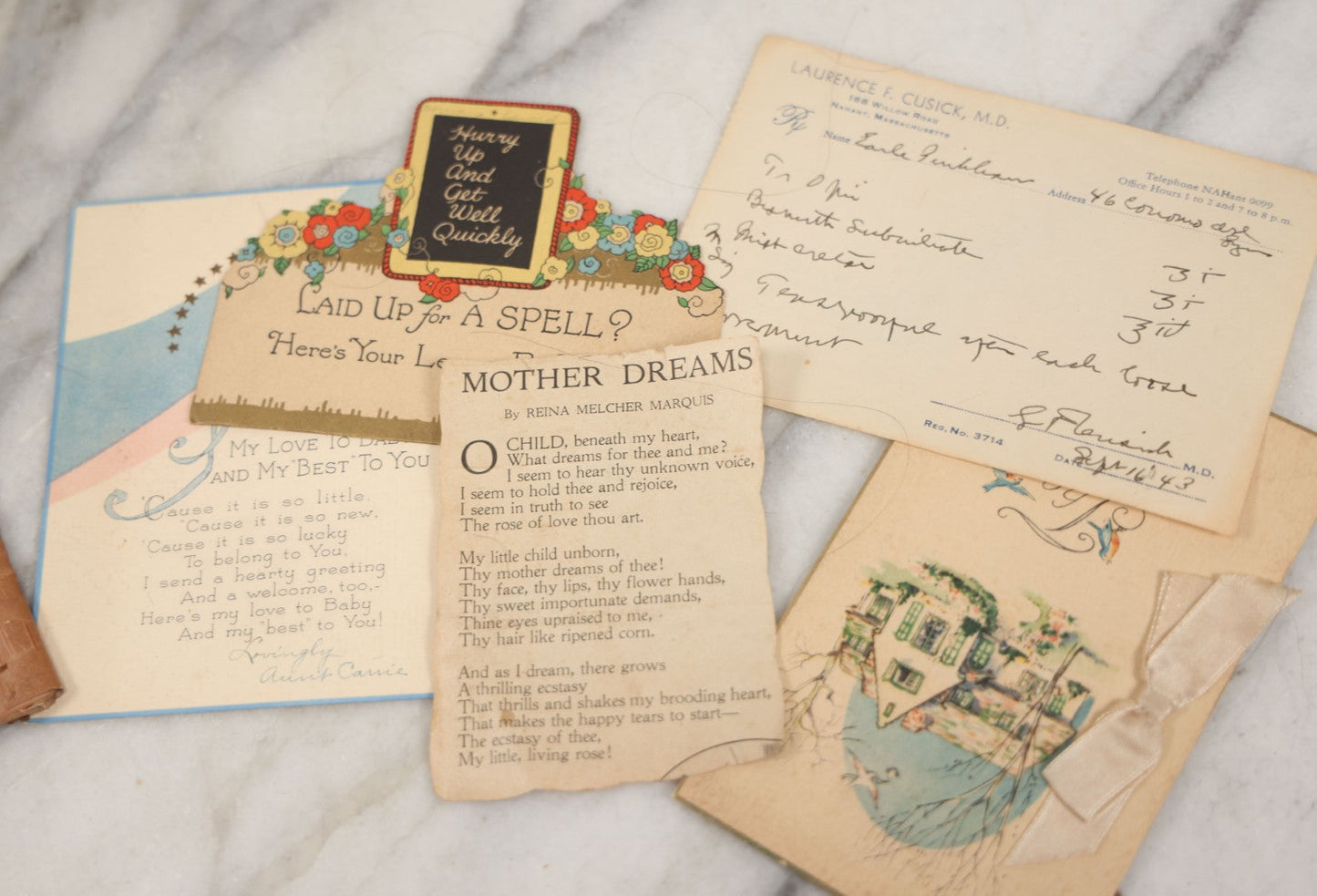 Lot 210 - Antique "Proof Of Life" Lot Of The Pinkham Family Containing Human Hair Keepsakes, Various Ephemera, Notes, In Ruth Hawthorne Candies Box