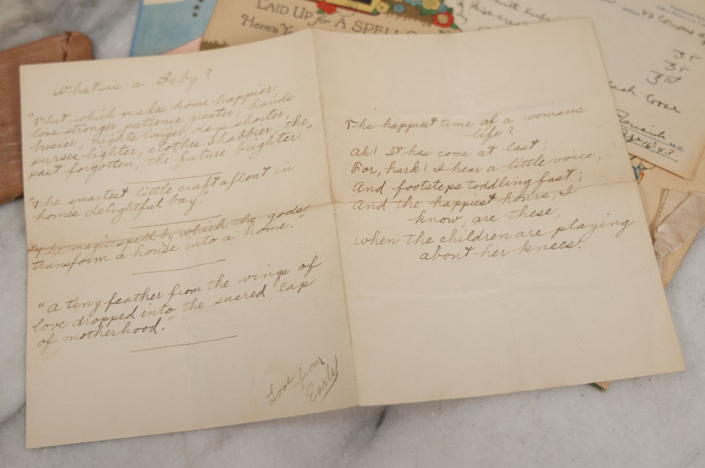 Lot 210 - Antique "Proof Of Life" Lot Of The Pinkham Family Containing Human Hair Keepsakes, Various Ephemera, Notes, In Ruth Hawthorne Candies Box