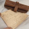 Lot 212 - Antique Christmas Musical Party Handwritten Paper Invitation In Custom Leather Roll, 1906