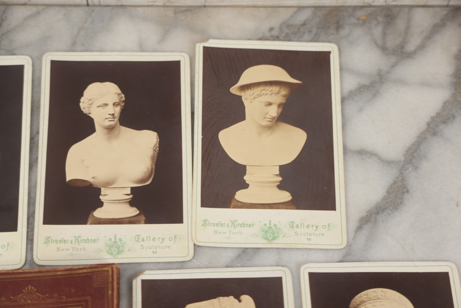 Lot 213 - Antique "Gallery Of Sculpture" Cabinet Card Photograph Pack Containing Eight Photos Of Famous Fine Art Busts, Including Zeus, Juno, Others, Stroefer & Kirchner, Publishers, New York, Series Iv