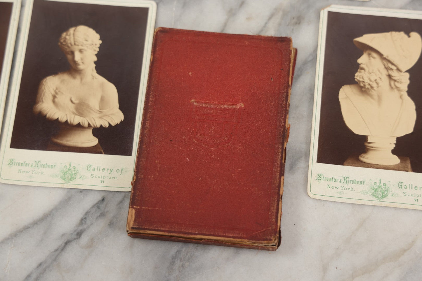 Lot 213 - Antique "Gallery Of Sculpture" Cabinet Card Photograph Pack Containing Eight Photos Of Famous Fine Art Busts, Including Zeus, Juno, Others, Stroefer & Kirchner, Publishers, New York, Series Iv