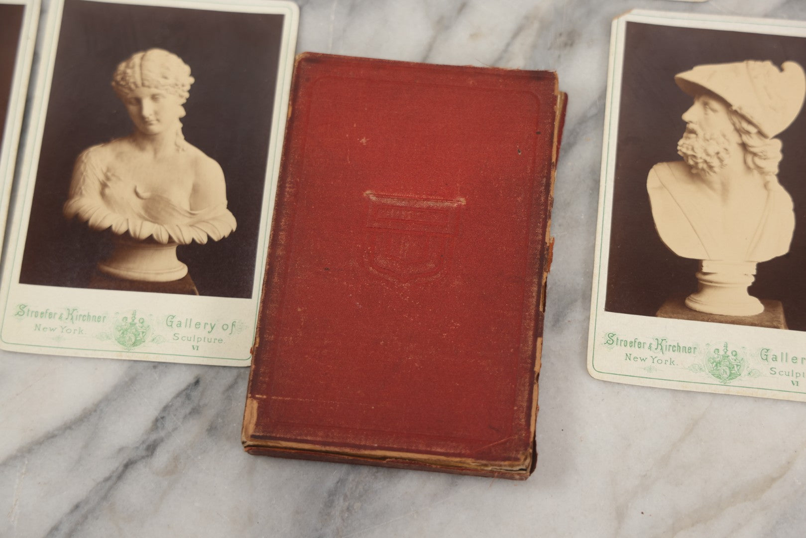 Lot 213 - Antique "Gallery Of Sculpture" Cabinet Card Photograph Pack Containing Eight Photos Of Famous Fine Art Busts, Including Zeus, Juno, Others, Stroefer & Kirchner, Publishers, New York, Series Iv