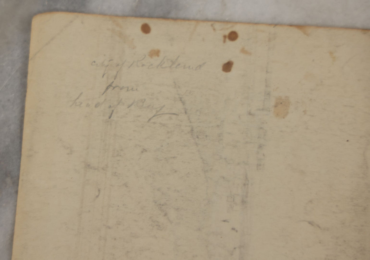 Lot 214 - Antique Original Pencil Sketch Of The Coast, Head Of Bay, City Of Rockland, Maine