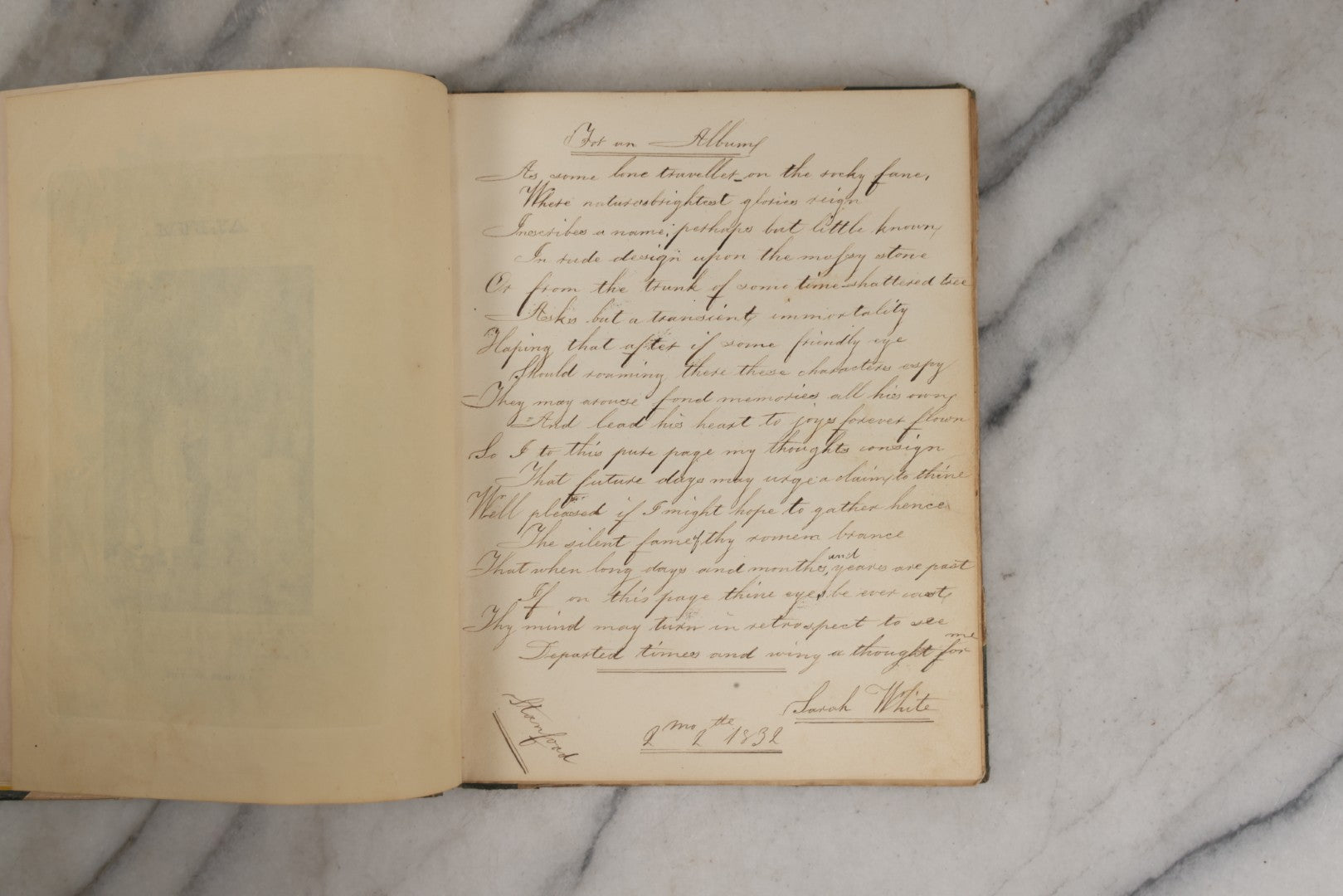 Lot 215 - Early Antique Autograph Album With Dozens Of Poems, Signatures, And More, With Engravings Throughout, 1830s