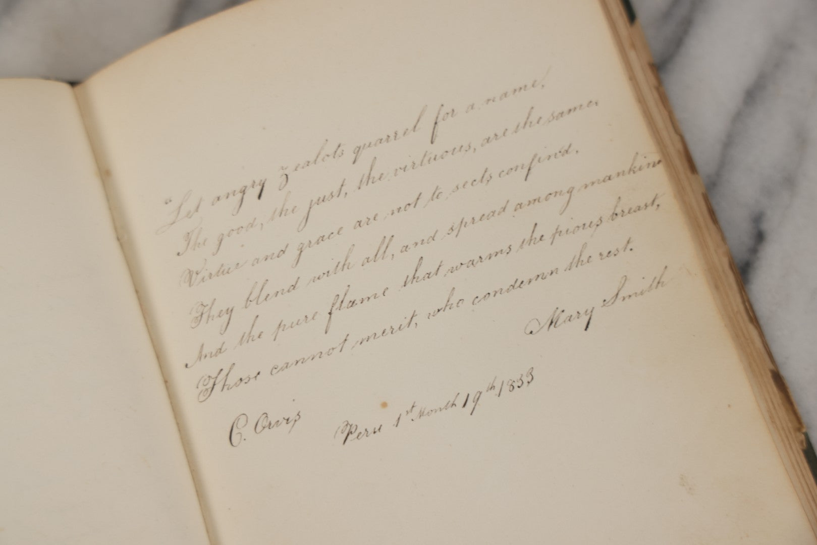 Lot 215 - Early Antique Autograph Album With Dozens Of Poems, Signatures, And More, With Engravings Throughout, 1830s