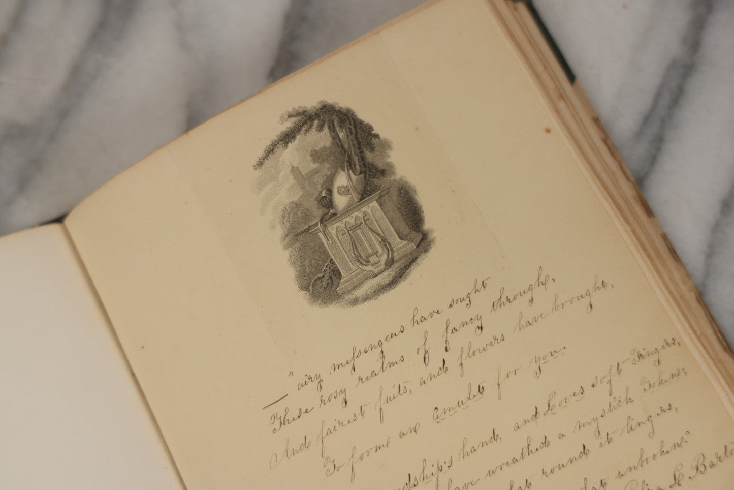 Lot 215 - Early Antique Autograph Album With Dozens Of Poems, Signatures, And More, With Engravings Throughout, 1830s