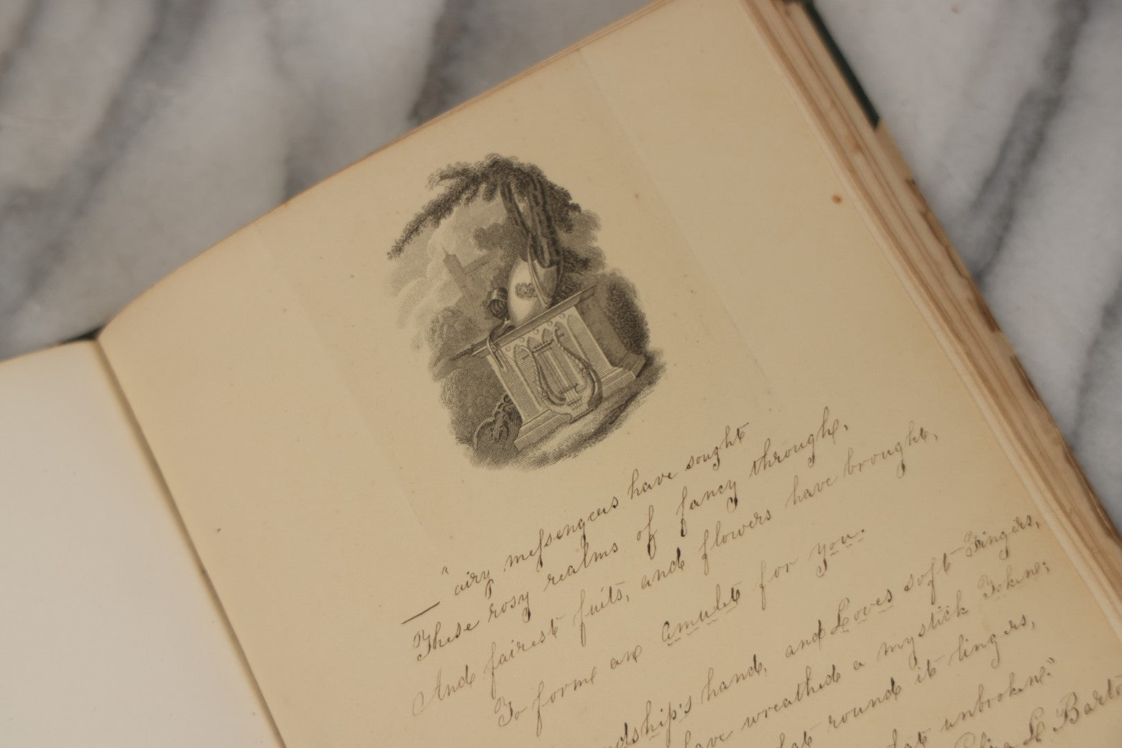 Lot 215 - Early Antique Autograph Album With Dozens Of Poems, Signatures, And More, With Engravings Throughout, 1830s