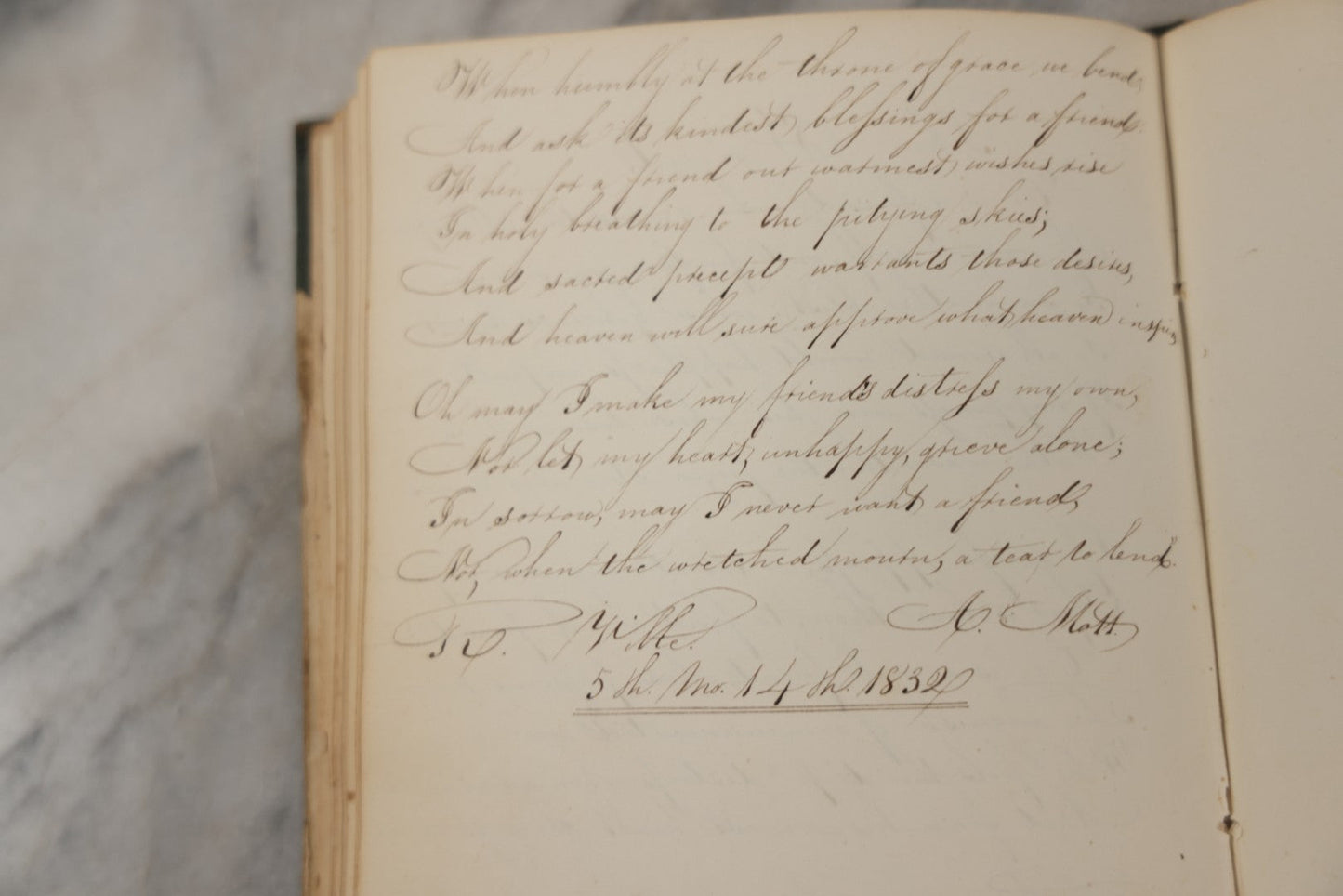 Lot 215 - Early Antique Autograph Album With Dozens Of Poems, Signatures, And More, With Engravings Throughout, 1830s