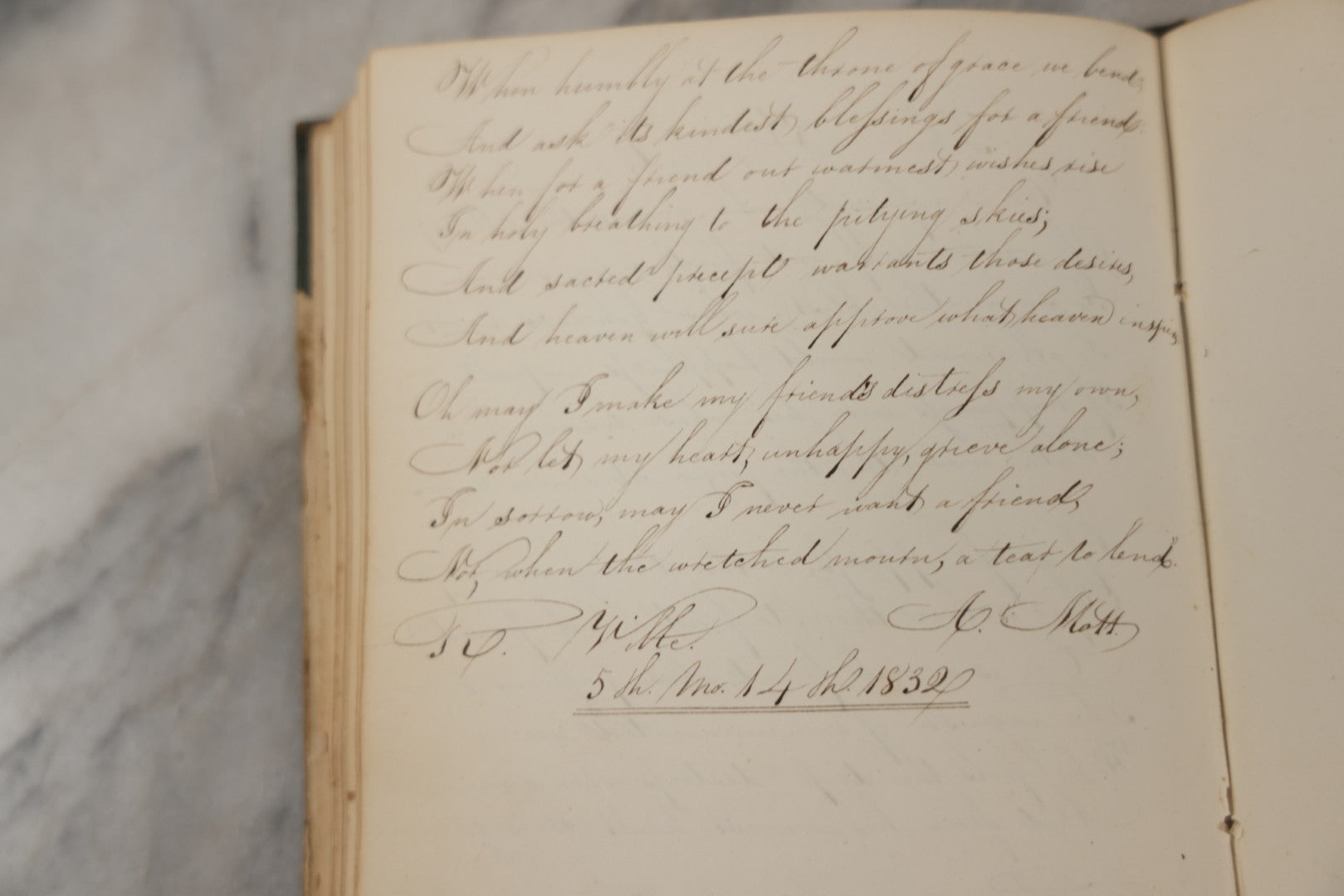 Lot 215 - Early Antique Autograph Album With Dozens Of Poems, Signatures, And More, With Engravings Throughout, 1830s