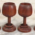 Lot 217 - Set Of Four Folk Art Whimsy Carved Goblet Cups With Captive Ring Around Stem, 5-1/2" H Each