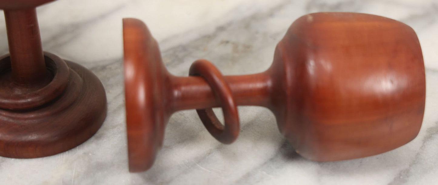 Lot 217 - Set Of Four Folk Art Whimsy Carved Goblet Cups With Captive Ring Around Stem