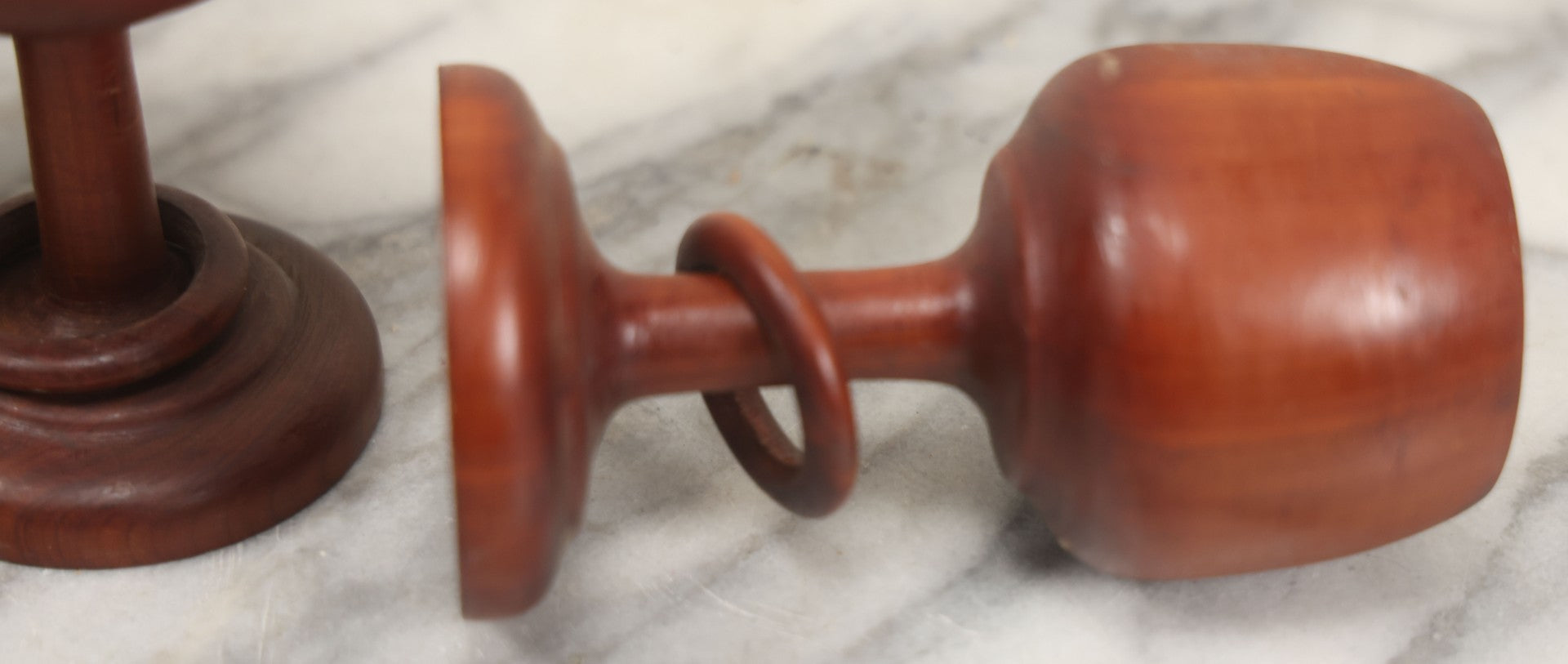 Lot 217 - Set Of Four Folk Art Whimsy Carved Goblet Cups With Captive Ring Around Stem