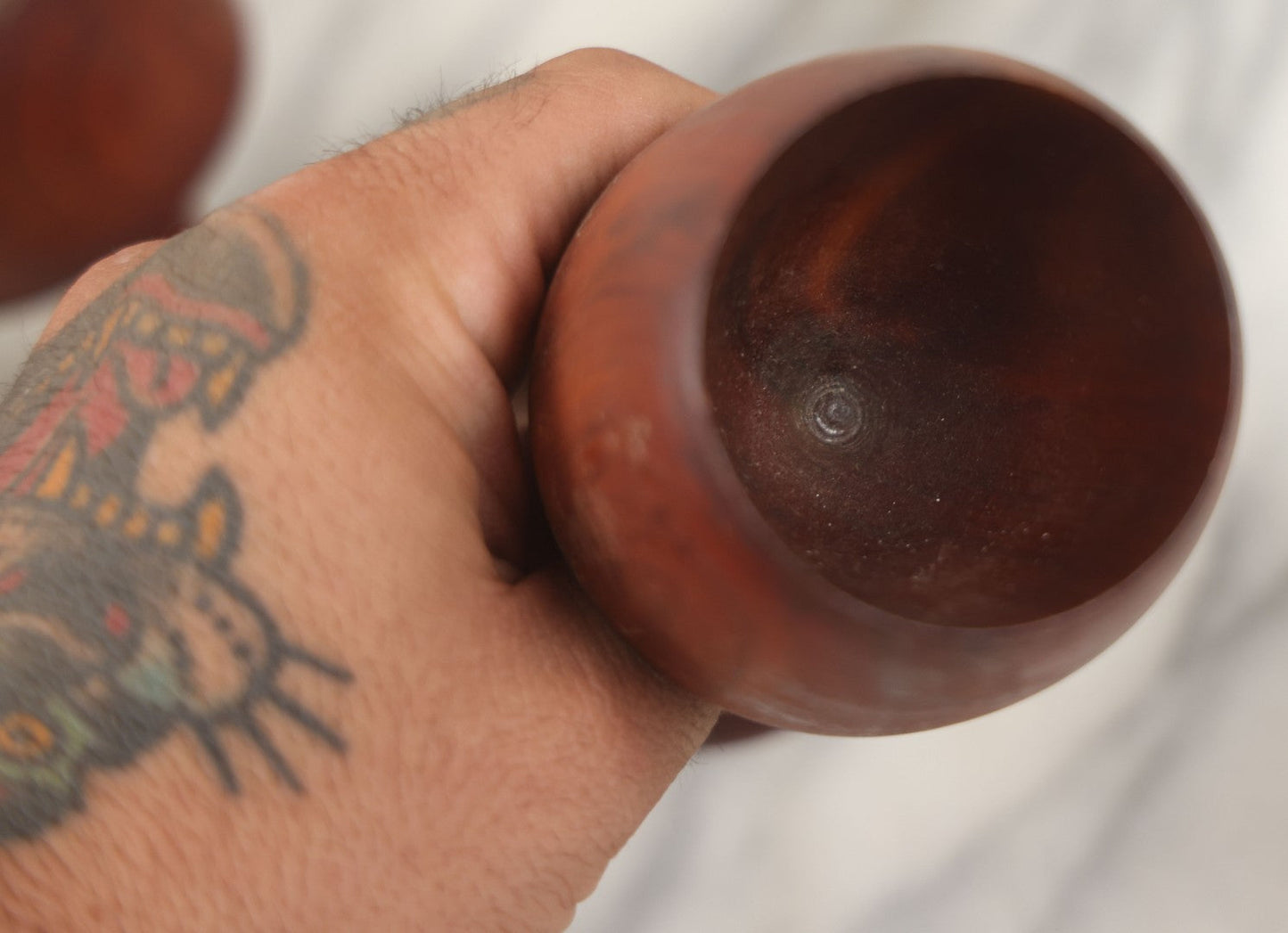 Lot 217 - Set Of Four Folk Art Whimsy Carved Goblet Cups With Captive Ring Around Stem